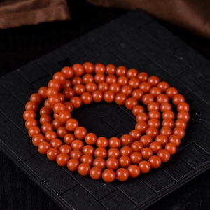 6mm柿子红南红108佛珠