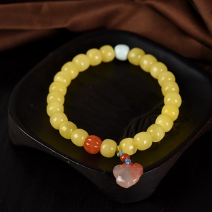 白花蜜蜜蜡老形珠单圈手串