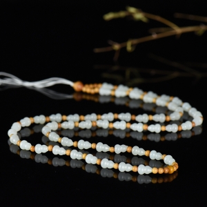 籽料和田白玉福禄项链