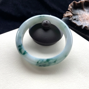 57.5mm糯种飘花翡翠平安镯