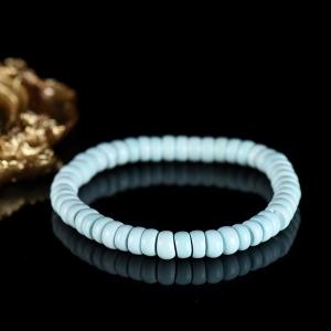 中高瓷蓝色绿松石隔片单圈手串