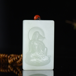 籽料和田白玉观音吊坠