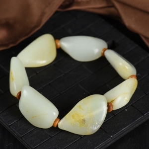 籽料和田玉原石单圈手串