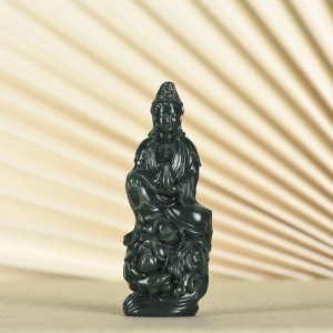 山料和田青玉观音摆件