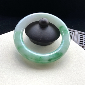 51mm糯种豆绿翡翠圆条镯