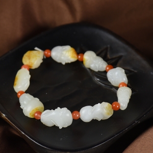 籽料和田白玉十八罗汉单圈手串