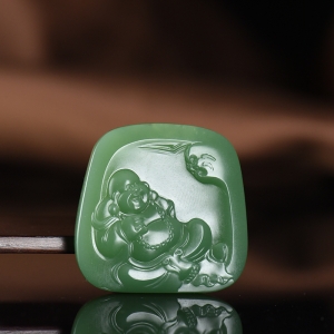 山料和田碧玉弥勒佛吊坠