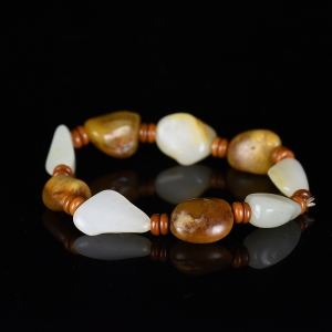 籽料和田玉原石单圈手串