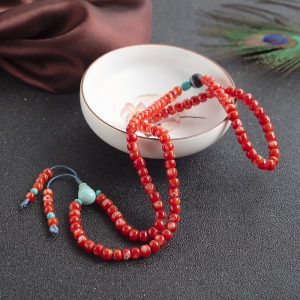 阿卡珊瑚桶珠多圈手串