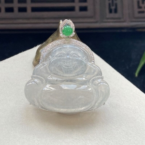 18K冰种翡翠弥勒佛吊坠
