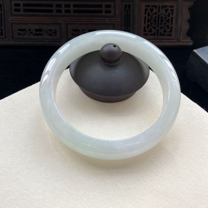 62.5mm糯冰种翡翠平安镯
