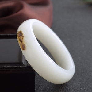 55.5mm山料和田白玉平安镯