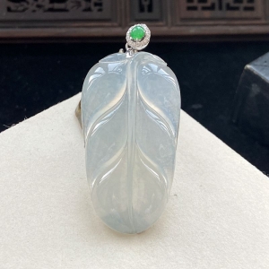 18K冰种翡翠金枝玉叶吊坠