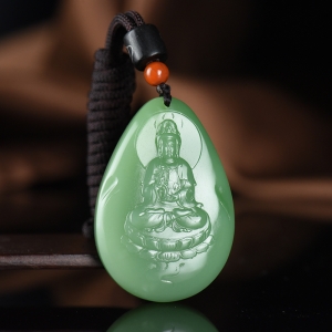 山料和田碧玉观音吊坠