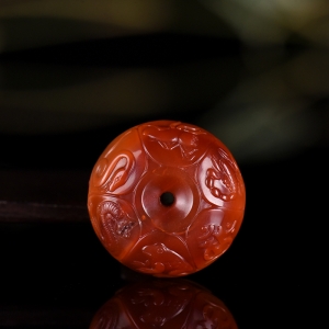 柿子红南红六字真言吊坠