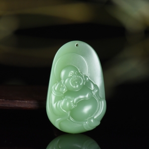 山料和田碧玉弥勒佛吊坠