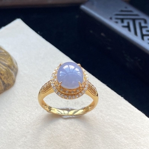 18K糯种紫罗兰翡翠戒指