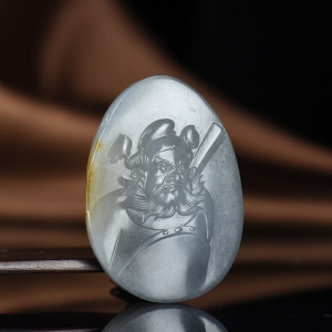 籽料和田玉青花钟馗吊坠