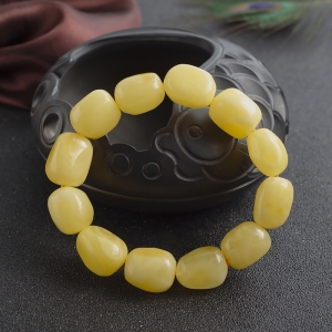 白花蜜蜡随形单圈手串