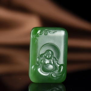 山料和田碧玉弥勒佛吊坠