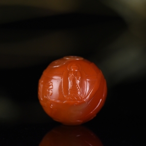 20.5mm柿子红南红观音佛珠吊坠