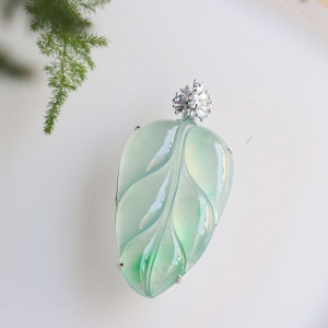 18k冰种飘翠翡翠金枝玉叶吊坠