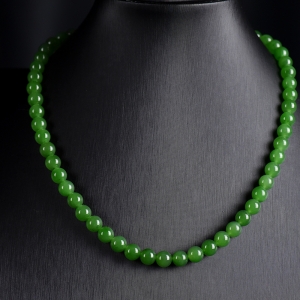 7.5mm山料和田碧玉项链