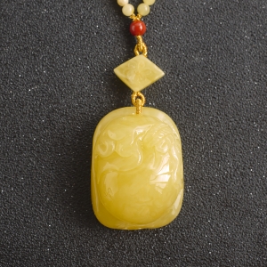 柠檬黄蜜蜡钱袋吊坠