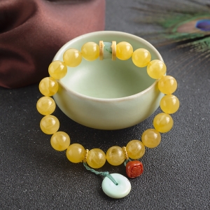 9.5mm鸡油黄金绞蜜单圈手串