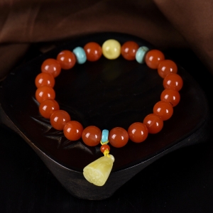 10mm樱桃红南红单圈手串