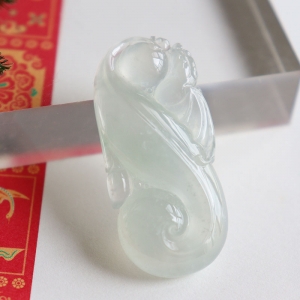 冰种翡翠福寿如意吊坠