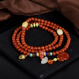 6mm柿子红南红108佛珠