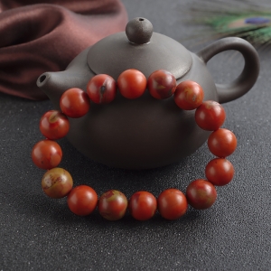 13mm铁皮包浆料南红单圈手串