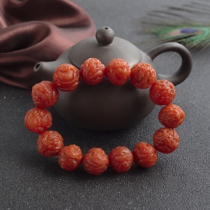 柿子红南红龙珠单圈手串