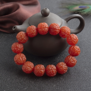 柿子红南红金刚珠单圈手串