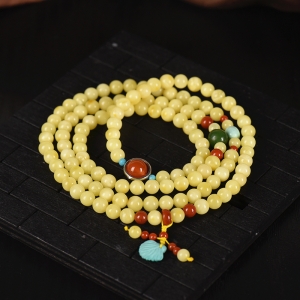 6mm白花蜜蜜蜡108佛珠