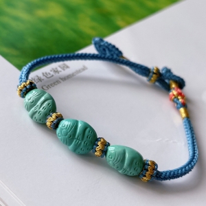 中高瓷蓝色绿松石猫咪手绳