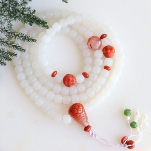 山料和田白玉老形珠108佛珠