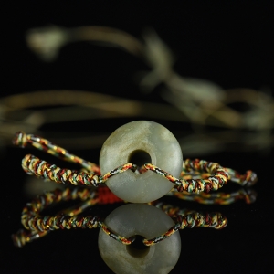 和田玉老玉平安扣手绳