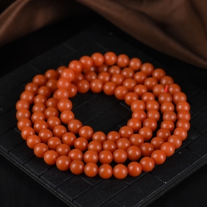 8mm柿子红南红108佛珠