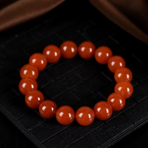 12mm樱桃红南红单圈手串