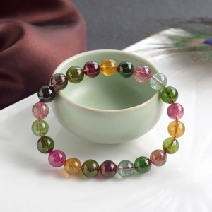 9mm彩虹碧玺单圈手串