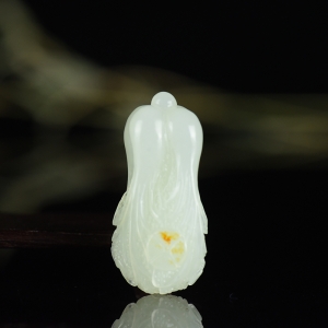 山流水料和田白玉百财吊坠