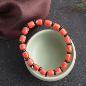 MOMO珊瑚桶珠单圈手串