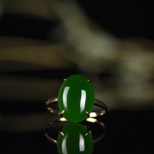 18K山料和田碧玉戒指