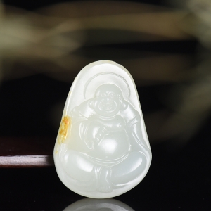 籽料和田白玉弥勒佛吊坠