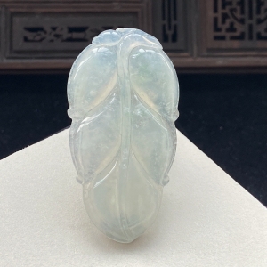 冰种飘花翡翠金枝玉叶吊坠