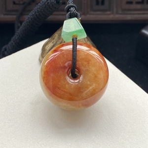 糯种黄翡平安扣吊坠