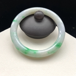 52.5mm糯种翠绿翡翠圆条镯