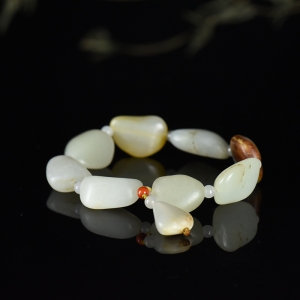 籽料和田玉原石单圈手串